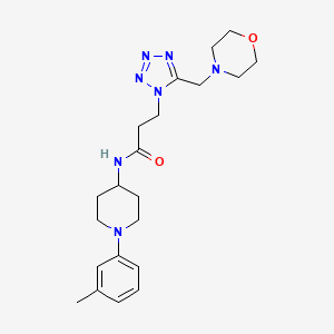 molecular formula C21H31N7O2 B3763053 N-[1-(3-methylphenyl)-4-piperidinyl]-3-[5-(4-morpholinylmethyl)-1H-tetrazol-1-yl]propanamide 