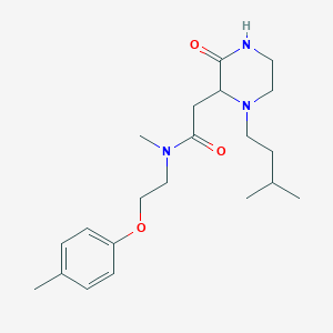 molecular formula C21H33N3O3 B3763078 N-methyl-2-[1-(3-methylbutyl)-3-oxo-2-piperazinyl]-N-[2-(4-methylphenoxy)ethyl]acetamide 