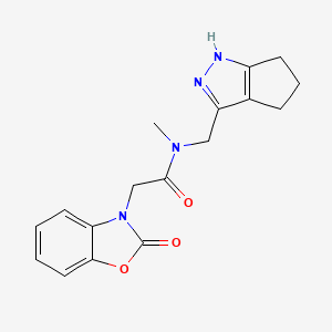 molecular formula C17H18N4O3 B3763097 N-methyl-2-(2-oxo-1,3-benzoxazol-3-yl)-N-(1,4,5,6-tetrahydrocyclopenta[c]pyrazol-3-ylmethyl)acetamide 