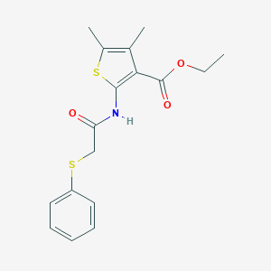 molecular formula C17H19NO3S2 B376312 ETHYL 4,5-DIMETHYL-2-[2-(PHENYLSULFANYL)ACETAMIDO]THIOPHENE-3-CARBOXYLATE CAS No. 309286-80-4