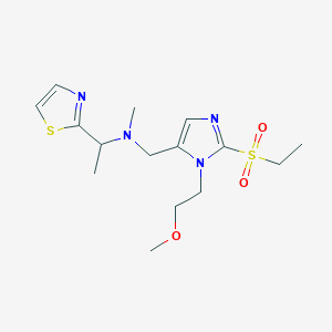 molecular formula C15H24N4O3S2 B3763195 N-{[2-(ethylsulfonyl)-1-(2-methoxyethyl)-1H-imidazol-5-yl]methyl}-N-methyl-1-(1,3-thiazol-2-yl)ethanamine 