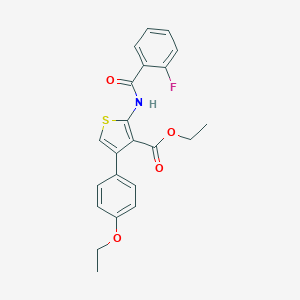 molecular formula C22H20FNO4S B376341 Ethyl 4-(4-ethoxyphenyl)-2-[(2-fluorobenzoyl)amino]-3-thiophenecarboxylate CAS No. 342382-41-6