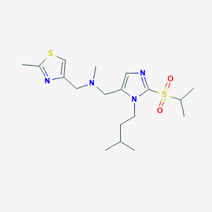 molecular formula C18H30N4O2S2 B3763468 N-methyl-1-[3-(3-methylbutyl)-2-propan-2-ylsulfonylimidazol-4-yl]-N-[(2-methyl-1,3-thiazol-4-yl)methyl]methanamine 