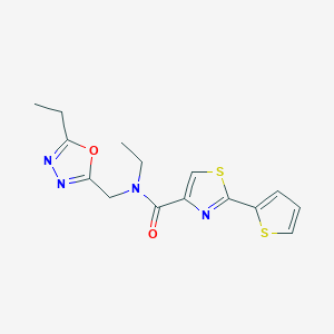 molecular formula C15H16N4O2S2 B3763471 N-ethyl-N-[(5-ethyl-1,3,4-oxadiazol-2-yl)methyl]-2-(2-thienyl)-1,3-thiazole-4-carboxamide 