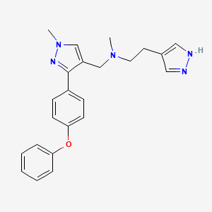 molecular formula C23H25N5O B3763550 N-methyl-N-[[1-methyl-3-(4-phenoxyphenyl)pyrazol-4-yl]methyl]-2-(1H-pyrazol-4-yl)ethanamine 