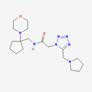molecular formula C18H31N7O2 B3763630 N-[(1-morpholin-4-ylcyclopentyl)methyl]-2-[5-(pyrrolidin-1-ylmethyl)tetrazol-1-yl]acetamide 