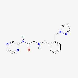 molecular formula C17H18N6O B3763685 N-pyrazin-2-yl-2-{[2-(1H-pyrazol-1-ylmethyl)benzyl]amino}acetamide 