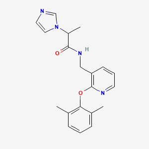 molecular formula C20H22N4O2 B3763710 N-{[2-(2,6-dimethylphenoxy)-3-pyridinyl]methyl}-2-(1H-imidazol-1-yl)propanamide 