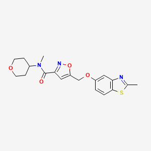molecular formula C19H21N3O4S B3763732 N-methyl-5-{[(2-methyl-1,3-benzothiazol-5-yl)oxy]methyl}-N-(tetrahydro-2H-pyran-4-yl)-3-isoxazolecarboxamide 