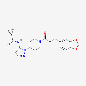 molecular formula C22H26N4O4 B3763745 N-[2-[1-[3-(1,3-benzodioxol-5-yl)propanoyl]piperidin-4-yl]pyrazol-3-yl]cyclopropanecarboxamide 