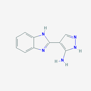 molecular formula C10H9N5 B037638 4-(1H-Benzimidazol-2-YL)-1H-pyrazol-5-amine CAS No. 111852-27-8