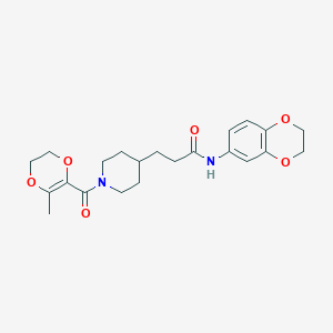 molecular formula C22H28N2O6 B3763842 N-(2,3-dihydro-1,4-benzodioxin-6-yl)-3-{1-[(3-methyl-5,6-dihydro-1,4-dioxin-2-yl)carbonyl]-4-piperidinyl}propanamide 