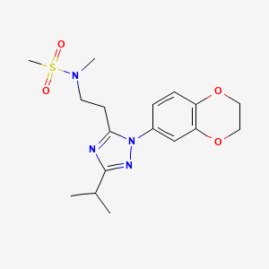 molecular formula C17H24N4O4S B3763945 N-{2-[1-(2,3-dihydro-1,4-benzodioxin-6-yl)-3-isopropyl-1H-1,2,4-triazol-5-yl]ethyl}-N-methylmethanesulfonamide 