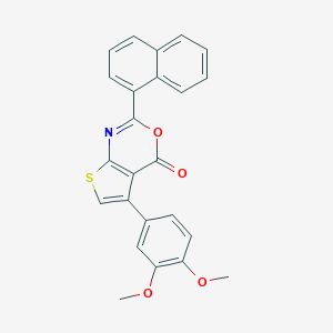 molecular formula C24H17NO4S B376395 5-(3,4-dimethoxyphenyl)-2-(1-naphthyl)-4H-thieno[2,3-d][1,3]oxazin-4-one CAS No. 342383-09-9