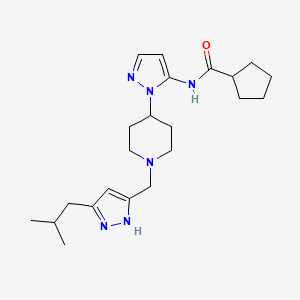 molecular formula C22H34N6O B3764005 N-(1-{1-[(5-isobutyl-1H-pyrazol-3-yl)methyl]-4-piperidinyl}-1H-pyrazol-5-yl)cyclopentanecarboxamide 