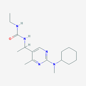 molecular formula C17H29N5O B3764012 N-(1-{2-[cyclohexyl(methyl)amino]-4-methyl-5-pyrimidinyl}ethyl)-N'-ethylurea 