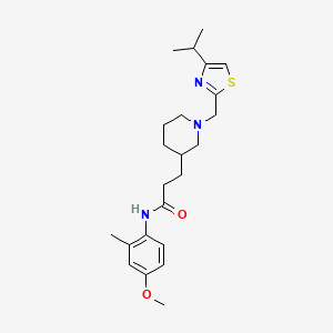 molecular formula C23H33N3O2S B3764030 N-(4-methoxy-2-methylphenyl)-3-[1-[(4-propan-2-yl-1,3-thiazol-2-yl)methyl]piperidin-3-yl]propanamide 