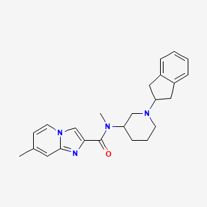 molecular formula C24H28N4O B3764038 N-[1-(2,3-dihydro-1H-inden-2-yl)piperidin-3-yl]-N,7-dimethylimidazo[1,2-a]pyridine-2-carboxamide 