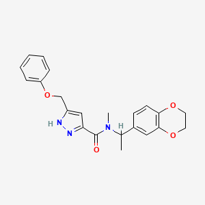 molecular formula C22H23N3O4 B3764039 N-[1-(2,3-dihydro-1,4-benzodioxin-6-yl)ethyl]-N-methyl-5-(phenoxymethyl)-1H-pyrazole-3-carboxamide 