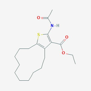 molecular formula C19H29NO3S B376409 Ethyl 2-(acetylamino)-4,5,6,7,8,9,10,11,12,13-decahydrocyclododeca[b]thiophene-3-carboxylate CAS No. 213192-27-9