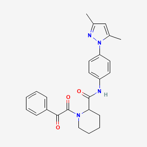 molecular formula C25H26N4O3 B3764183 N-[4-(3,5-dimethyl-1H-pyrazol-1-yl)phenyl]-1-[oxo(phenyl)acetyl]-2-piperidinecarboxamide 
