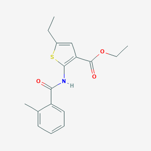 molecular formula C17H19NO3S B376420 Ethyl 5-ethyl-2-[(2-methylbenzoyl)amino]-3-thiophenecarboxylate CAS No. 380645-28-3