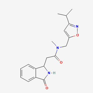 molecular formula C18H21N3O3 B3764230 N-[(3-isopropylisoxazol-5-yl)methyl]-N-methyl-2-(3-oxo-2,3-dihydro-1H-isoindol-1-yl)acetamide 