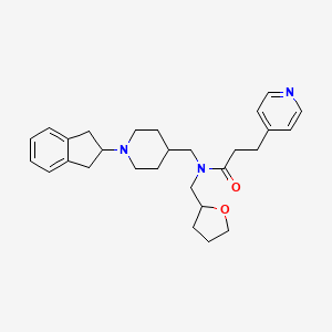 molecular formula C28H37N3O2 B3764231 N-{[1-(2,3-dihydro-1H-inden-2-yl)-4-piperidinyl]methyl}-3-(4-pyridinyl)-N-(tetrahydro-2-furanylmethyl)propanamide 