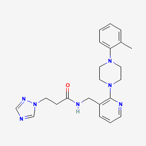 molecular formula C22H27N7O B3764276 N-({2-[4-(2-methylphenyl)-1-piperazinyl]-3-pyridinyl}methyl)-3-(1H-1,2,4-triazol-1-yl)propanamide 