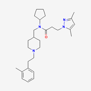 molecular formula C28H42N4O B3764340 N-cyclopentyl-3-(3,5-dimethylpyrazol-1-yl)-N-[[1-[2-(2-methylphenyl)ethyl]piperidin-4-yl]methyl]propanamide 