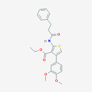 molecular formula C24H25NO5S B376437 Ethyl 4-(3,4-dimethoxyphenyl)-2-(3-phenylpropanoylamino)thiophene-3-carboxylate CAS No. 342383-48-6