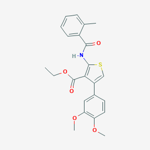 molecular formula C23H23NO5S B376444 Ethyl 4-(3,4-dimethoxyphenyl)-2-[(2-methylbenzoyl)amino]-3-thiophenecarboxylate CAS No. 342383-54-4