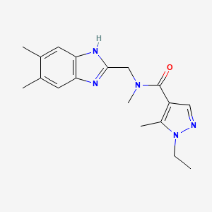 molecular formula C18H23N5O B3764462 N-[(5,6-dimethyl-1H-benzimidazol-2-yl)methyl]-1-ethyl-N,5-dimethyl-1H-pyrazole-4-carboxamide 