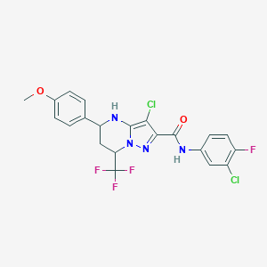 3-chloro-N-(3-chloro-4-fluorophenyl)-5-(4-methoxyphenyl)-7-(trifluoromethyl)-4,5,6,7-tetrahydropyrazolo[1,5-a]pyrimidine-2-carboxamide