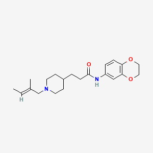 molecular formula C21H30N2O3 B3764546 N-(2,3-dihydro-1,4-benzodioxin-6-yl)-3-{1-[(2E)-2-methyl-2-buten-1-yl]-4-piperidinyl}propanamide 