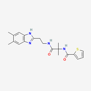 molecular formula C20H24N4O2S B3764559 N-(2-{[2-(5,6-dimethyl-1H-benzimidazol-2-yl)ethyl]amino}-1,1-dimethyl-2-oxoethyl)thiophene-2-carboxamide 