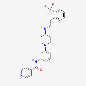 molecular formula C26H27F3N4O B3764664 N-{3-[4-({2-[2-(trifluoromethyl)phenyl]ethyl}amino)-1-piperidinyl]phenyl}isonicotinamide 