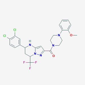 [5-(3,4-Dichlorophenyl)-7-(trifluoromethyl)-4,5,6,7-tetrahydropyrazolo[1,5-a]pyrimidin-2-yl][4-(2-methoxyphenyl)piperazin-1-yl]methanone