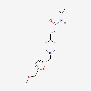 molecular formula C18H28N2O3 B3764709 N-cyclopropyl-3-(1-{[5-(methoxymethyl)-2-furyl]methyl}-4-piperidinyl)propanamide 