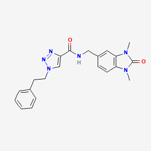 molecular formula C21H22N6O2 B3764758 N-[(1,3-dimethyl-2-oxo-2,3-dihydro-1H-benzimidazol-5-yl)methyl]-1-(2-phenylethyl)-1H-1,2,3-triazole-4-carboxamide 