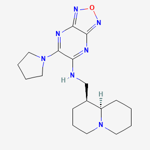 molecular formula C18H27N7O B3764775 N-[[(1S,9aR)-2,3,4,6,7,8,9,9a-octahydro-1H-quinolizin-1-yl]methyl]-5-pyrrolidin-1-yl-[1,2,5]oxadiazolo[3,4-b]pyrazin-6-amine 