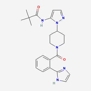 molecular formula C23H28N6O2 B3764803 N-(1-{1-[2-(1H-imidazol-2-yl)benzoyl]-4-piperidinyl}-1H-pyrazol-5-yl)-2,2-dimethylpropanamide 