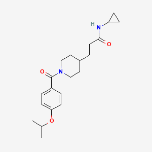 molecular formula C21H30N2O3 B3764809 N-cyclopropyl-3-[1-(4-isopropoxybenzoyl)-4-piperidinyl]propanamide 