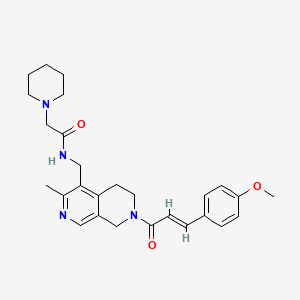 molecular formula C27H34N4O3 B3764916 N-({7-[(2E)-3-(4-methoxyphenyl)-2-propenoyl]-3-methyl-5,6,7,8-tetrahydro-2,7-naphthyridin-4-yl}methyl)-2-(1-piperidinyl)acetamide 