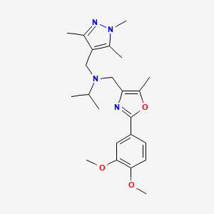 molecular formula C23H32N4O3 B3765001 N-{[2-(3,4-dimethoxyphenyl)-5-methyl-1,3-oxazol-4-yl]methyl}-N-[(1,3,5-trimethyl-1H-pyrazol-4-yl)methyl]-2-propanamine 