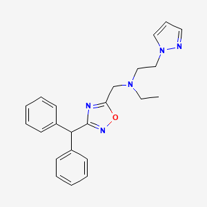 molecular formula C23H25N5O B3765076 N-{[3-(diphenylmethyl)-1,2,4-oxadiazol-5-yl]methyl}-N-ethyl-2-(1H-pyrazol-1-yl)ethanamine 