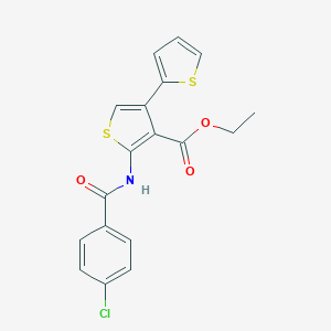 molecular formula C18H14ClNO3S2 B376518 Ethyl 2-[(4-chlorobenzoyl)amino]-4-thiophen-2-ylthiophene-3-carboxylate CAS No. 380645-55-6