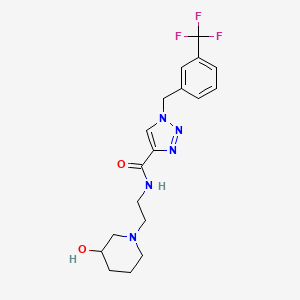 molecular formula C18H22F3N5O2 B3765215 N-[2-(3-hydroxy-1-piperidinyl)ethyl]-1-[3-(trifluoromethyl)benzyl]-1H-1,2,3-triazole-4-carboxamide 