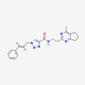 molecular formula C22H24N6O B3765240 N-[2-(4-methyl-6,7-dihydro-5H-cyclopenta[d]pyrimidin-2-yl)ethyl]-1-[(2E)-3-phenyl-2-propen-1-yl]-1H-1,2,3-triazole-4-carboxamide 