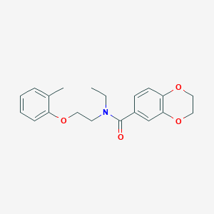 molecular formula C20H23NO4 B3765251 N-ethyl-N-[2-(2-methylphenoxy)ethyl]-2,3-dihydro-1,4-benzodioxine-6-carboxamide 